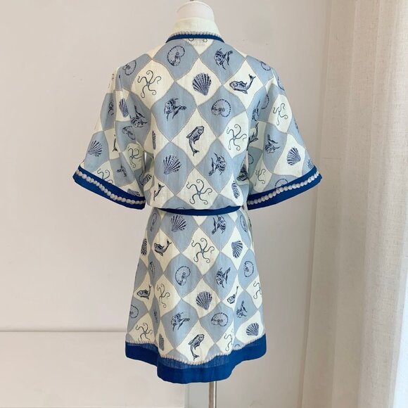 Printed linen minidress - Picture 4 of 8